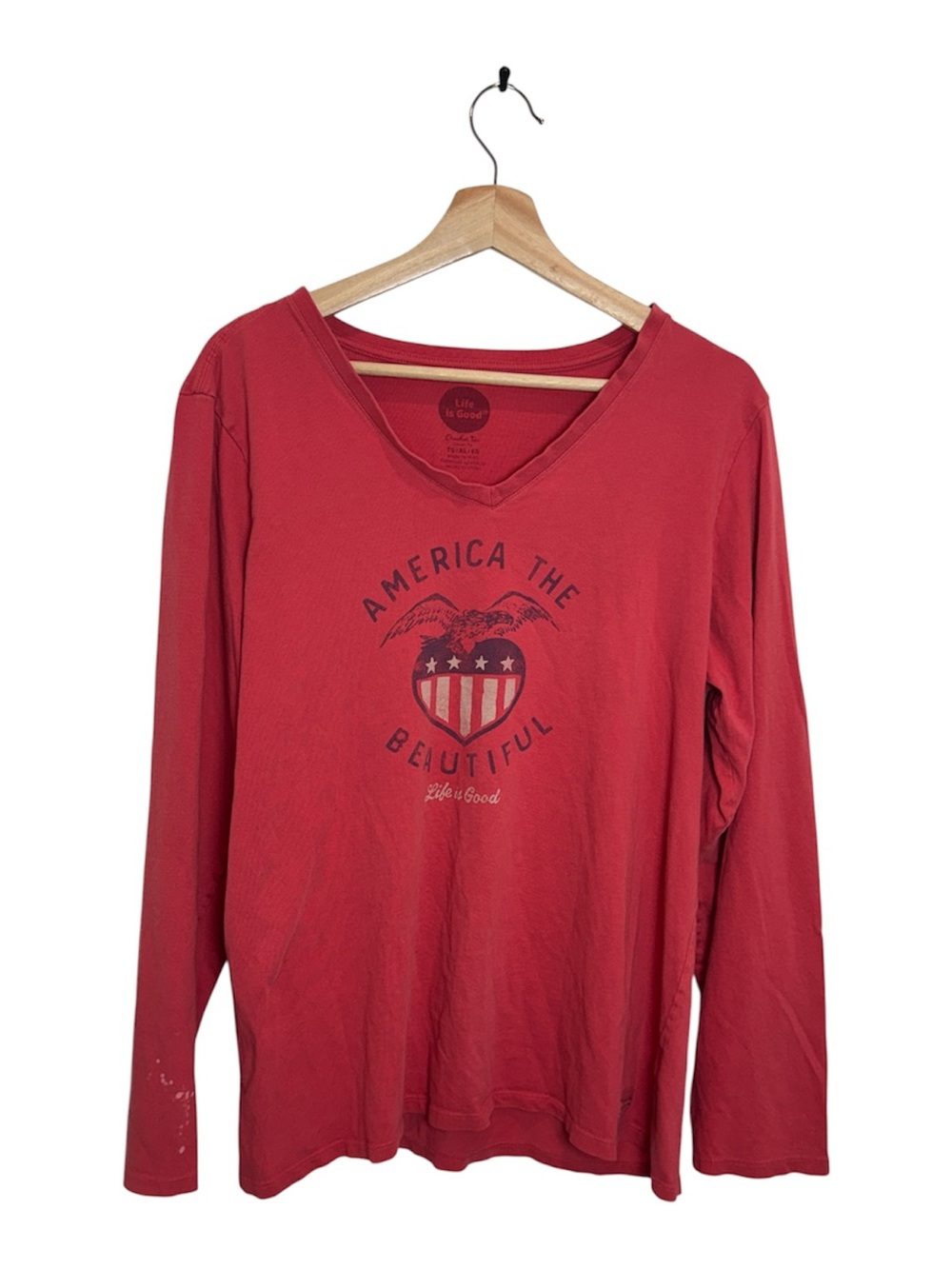 Life Is Good America the Beautiful Red Patriotic Long Sleeve Tee XL